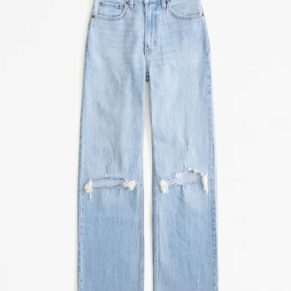 Abercrombie 90s Relaxed High-Rise Jean - Light Wash Distressed - Picture 5 of 8